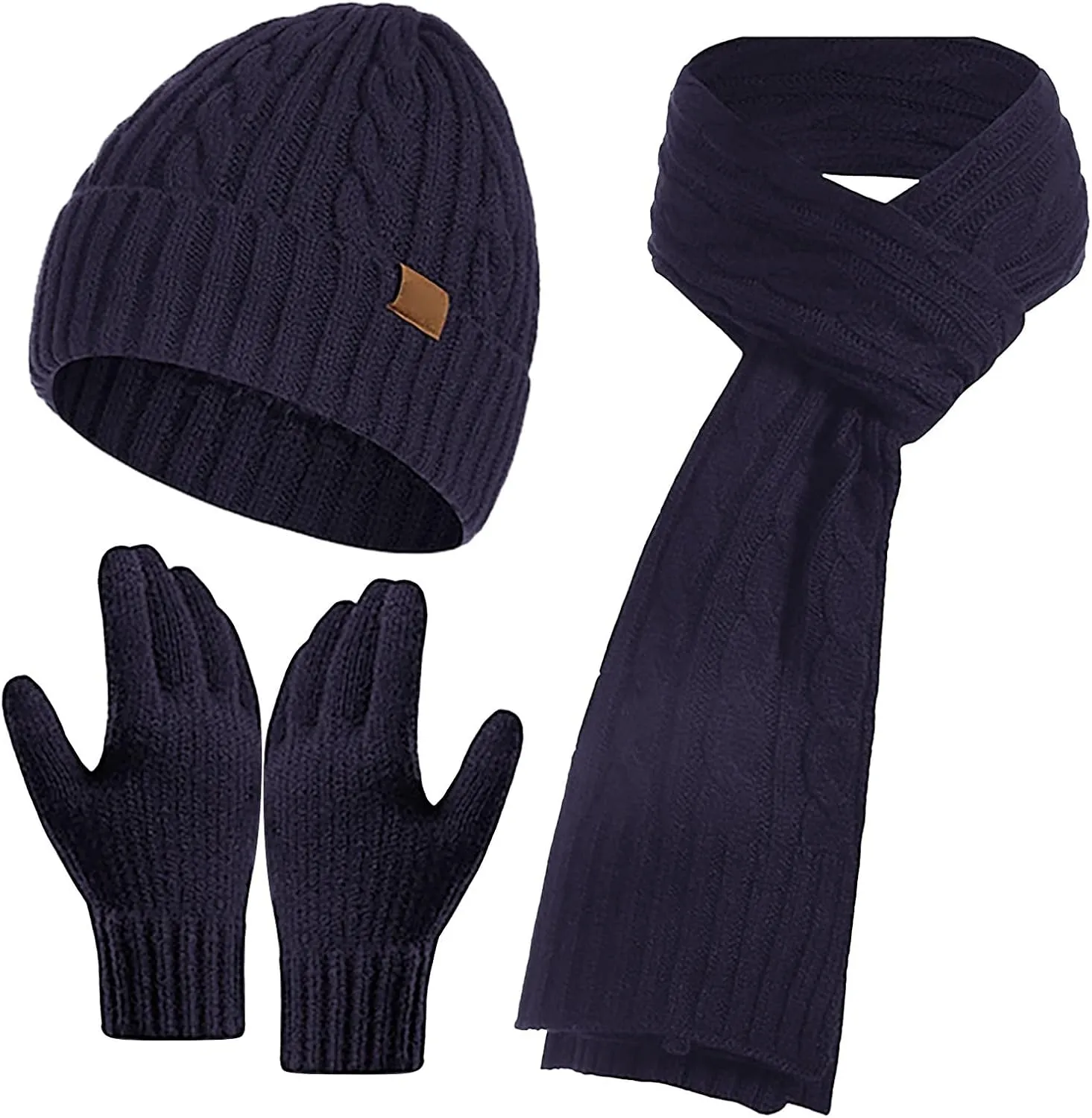 3Pcs Winter Hat Scarf and Glove for Women Knit Beanie Hat Neck Warm Scarf Set Cap Winter Sets for Women