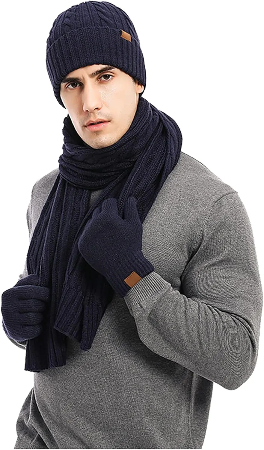 3Pcs Winter Hat Scarf and Glove for Women Knit Beanie Hat Neck Warm Scarf Set Cap Winter Sets for Women