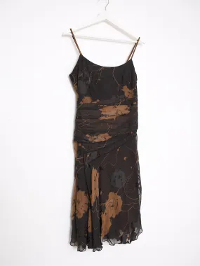 90s pure silk evening party dress chiffon & velvet