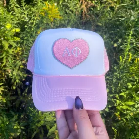 Alpha Phi Embroidered Heart Patch Hat