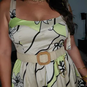 Beige Wove Rafia Belt