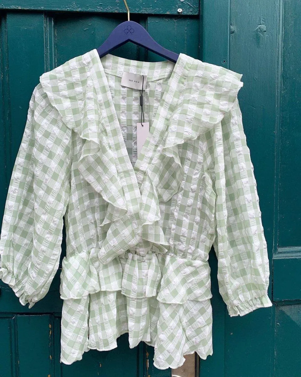 Besoa Soft Check Blouse - Mint