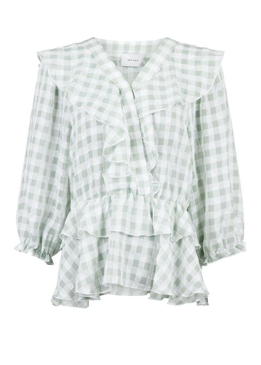 Besoa Soft Check Blouse - Mint