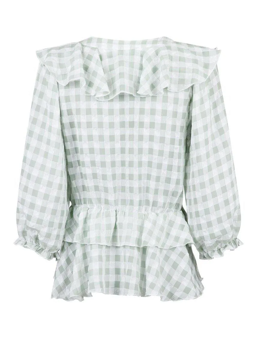 Besoa Soft Check Blouse - Mint