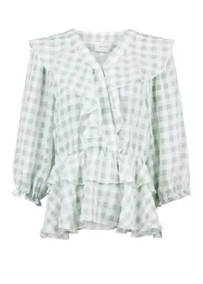 Besoa Soft Check Blouse - Mint
