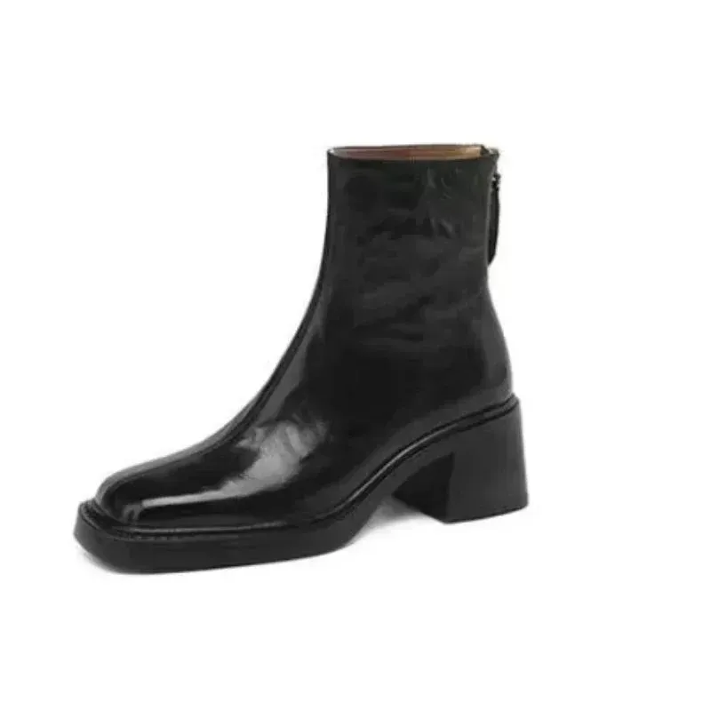 binfenxie  -  Winter/Autumn Chelsea Boots Genuine Leather Shoes for Women Retro Carved Boots Round Toe Ankle Boots British Style Women Shoes