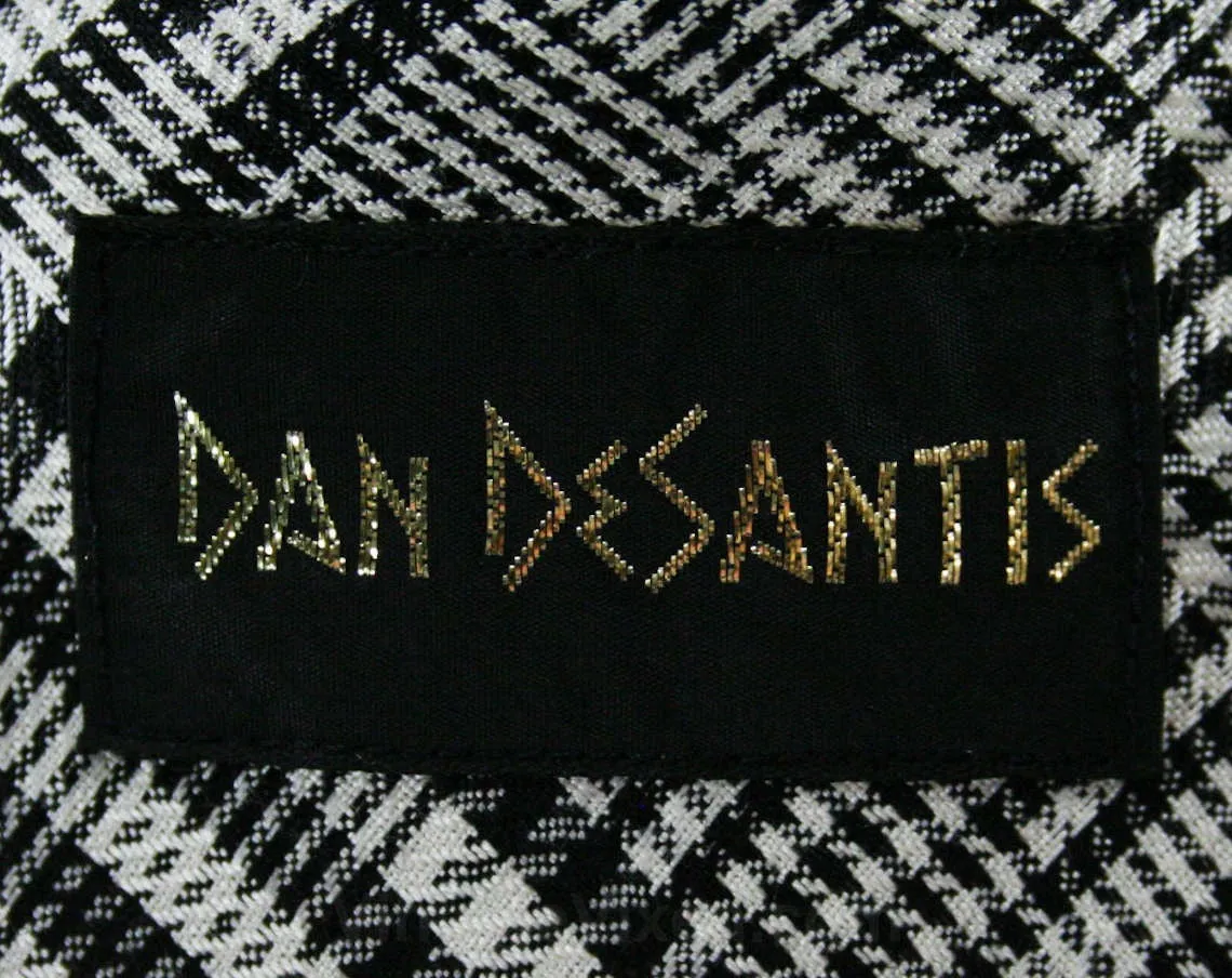 Black & White Tassel Cape Jacket - Any Size 1980s Unique Street Business Wear - Elegant Glen Plaid - Designer Dan DeSantis 1987 Deadstock