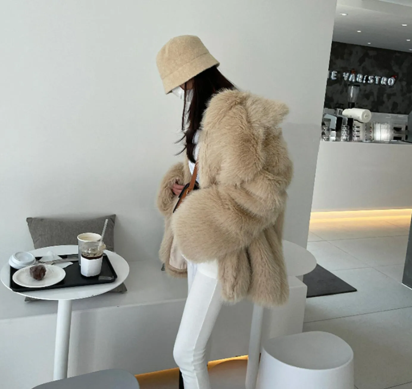 Boho Winter Coat, Fur Coat, Faux Fox Fur, Jolie in Brown