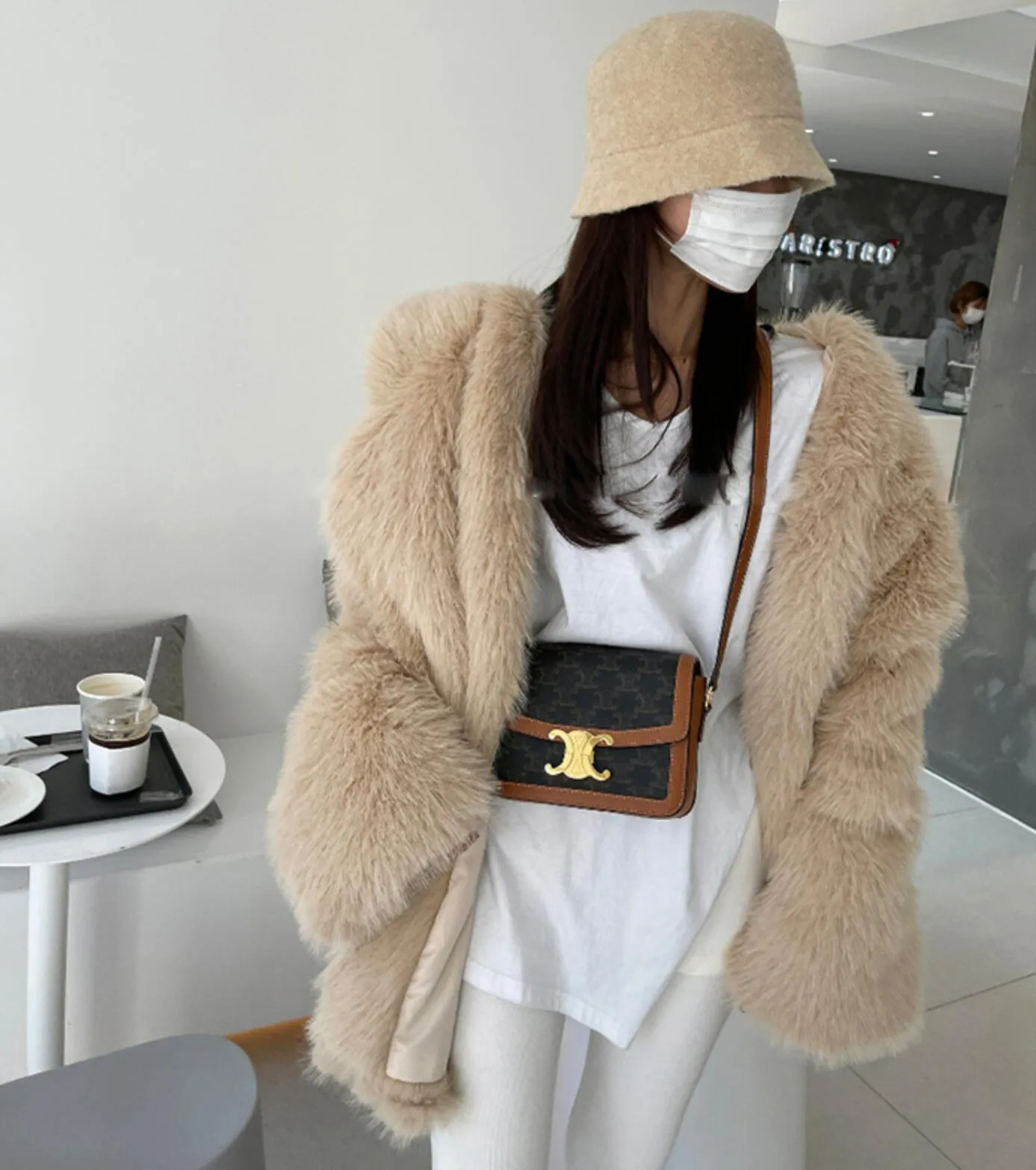 Boho Winter Coat, Fur Coat, Faux Fox Fur, Jolie in Brown