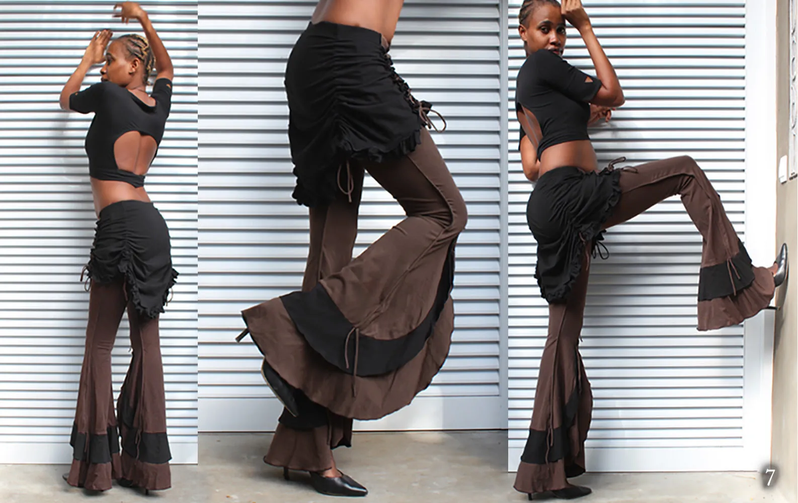 Bolero Leggings ⚜ stretchy Flare Pants with Bustle Skirt
