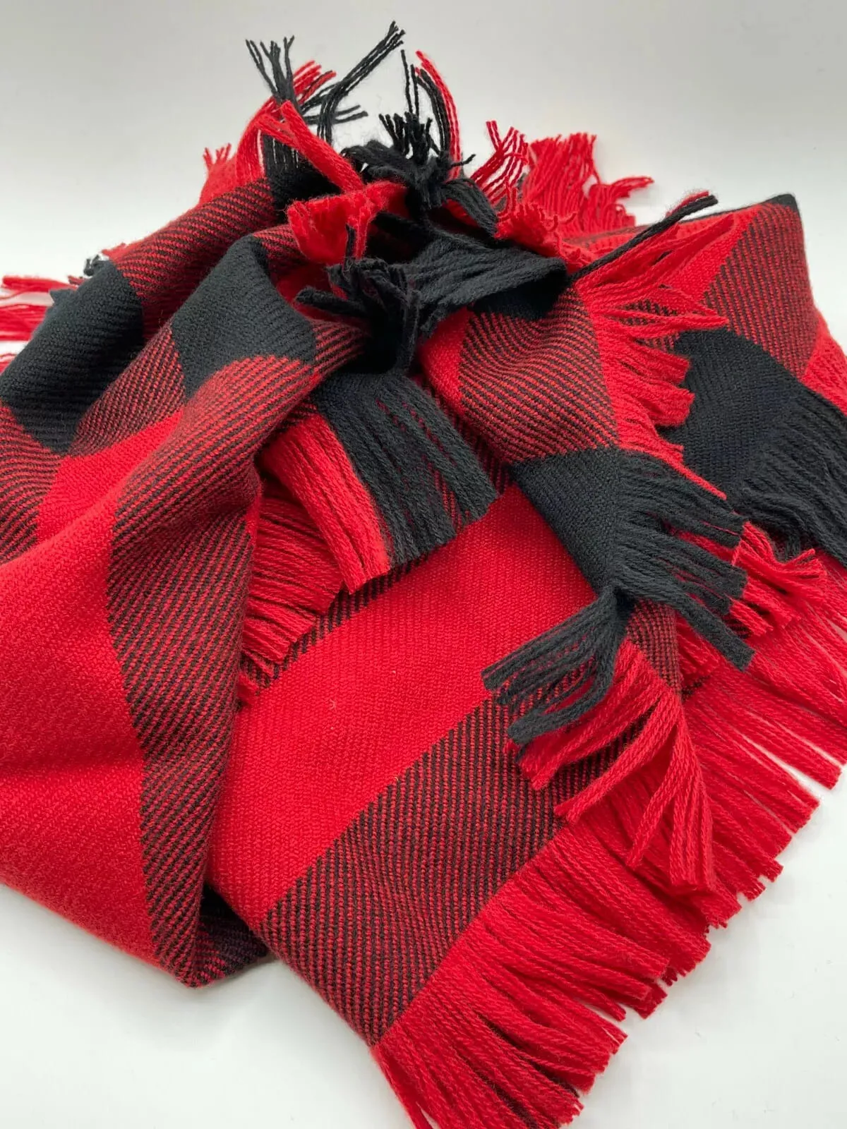 Burberry Red Half Mega Fashion Check Fringe Wool Scarf