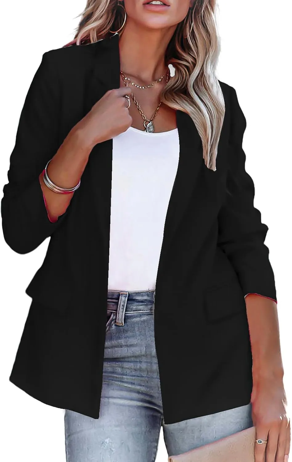 Business Casual Blazers for Women Dressy Long Sleeve Jackets Lightweight Blazer Cardigan Work Suit Jacket Clothes