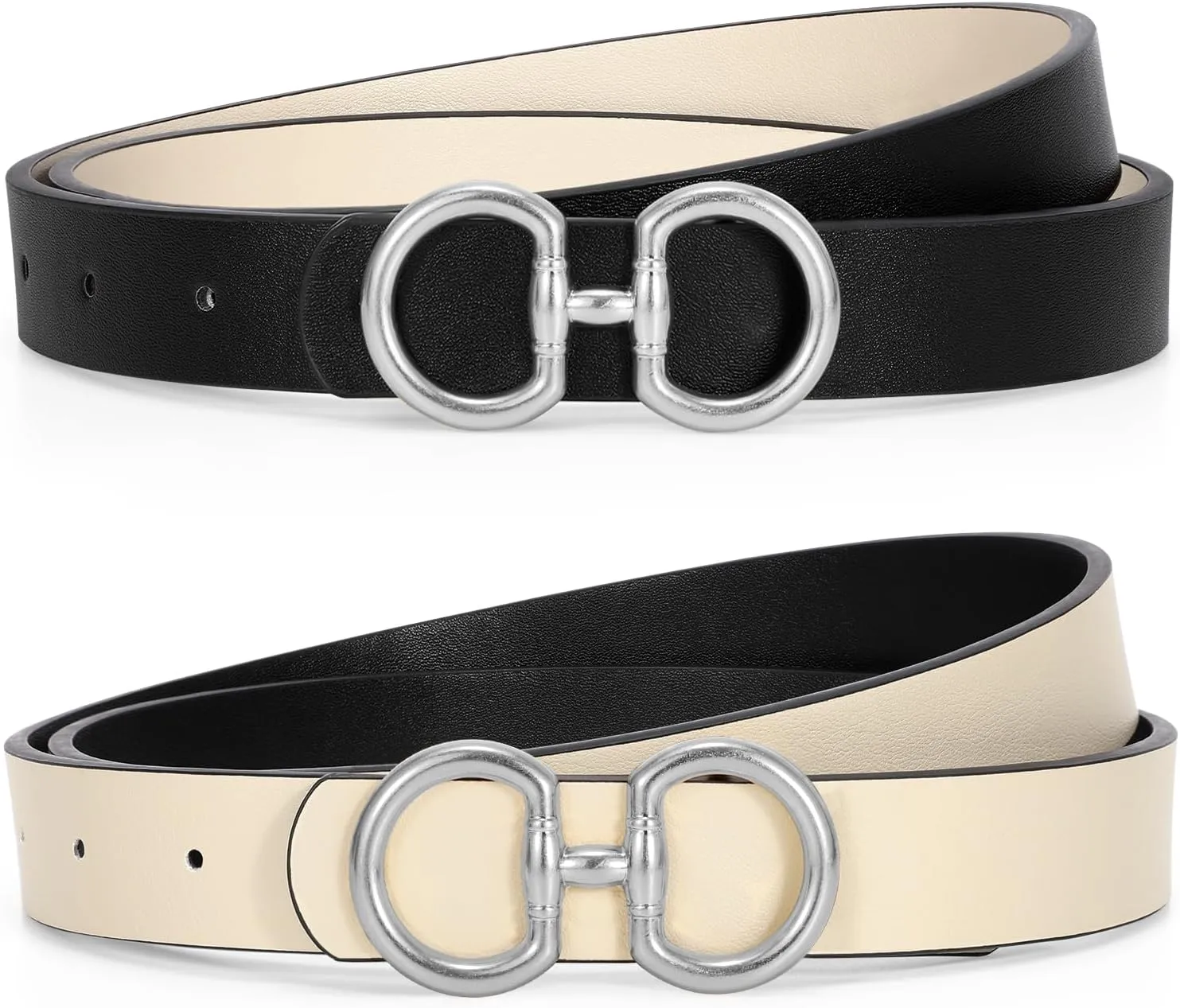CESCOSI Reversible Leather Belt for Women with Gold Buckle 0.9 Width Ladies Leather Belt for Jeans Pants
