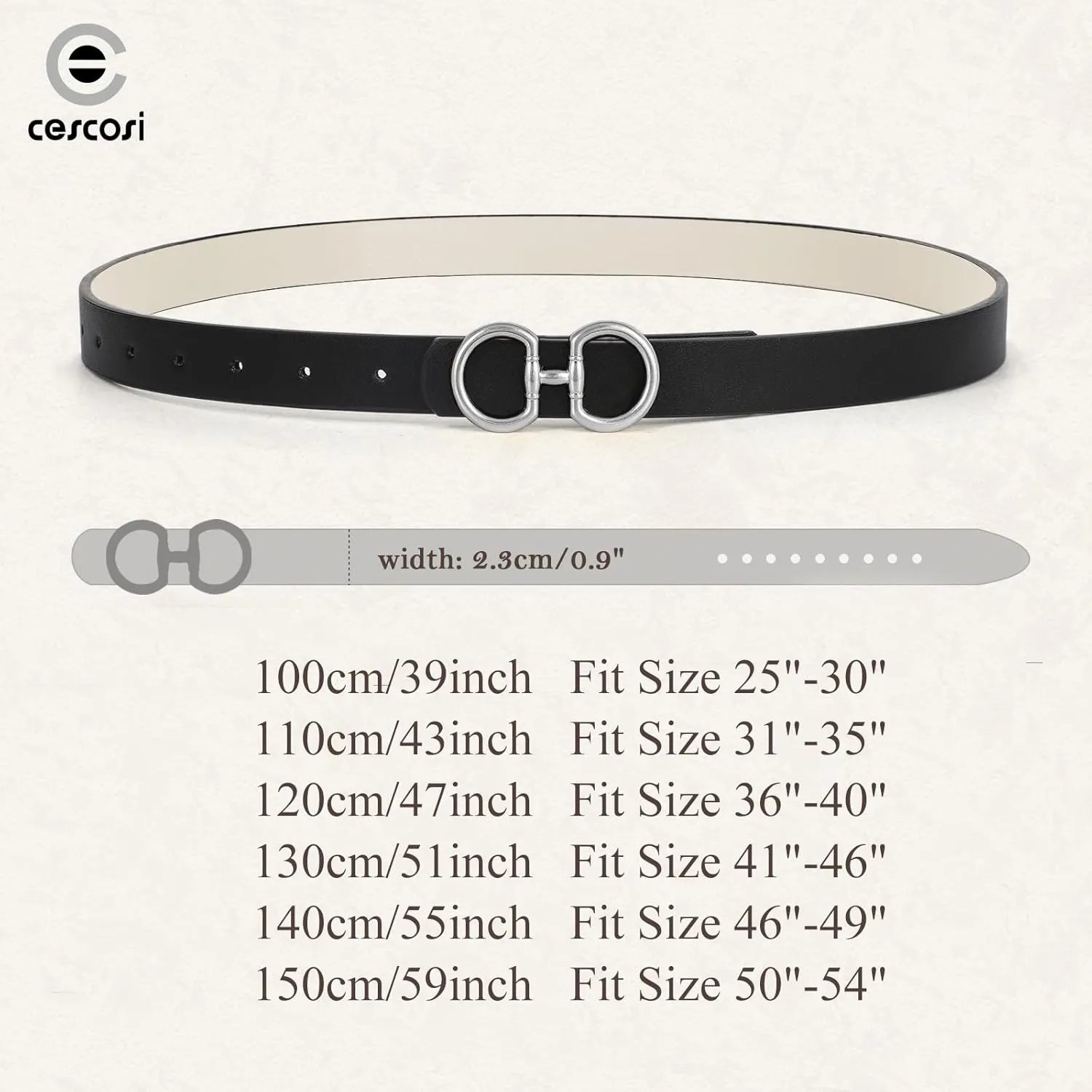 CESCOSI Reversible Leather Belt for Women with Gold Buckle 0.9 Width Ladies Leather Belt for Jeans Pants