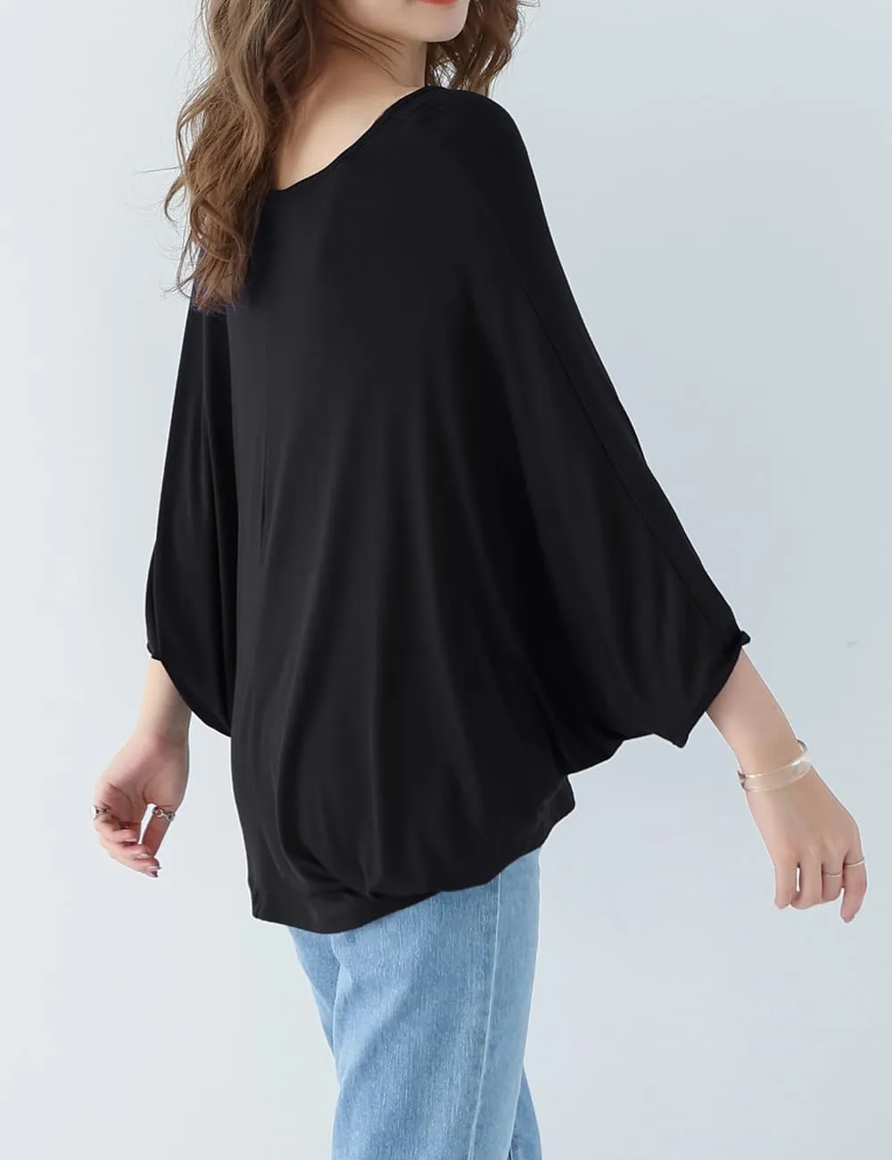 Ckikiou Cute Summer Batwing T-Shirts for Women Oversized Crewneck Short Sleeve Soft Flowy Tee Shirt Top