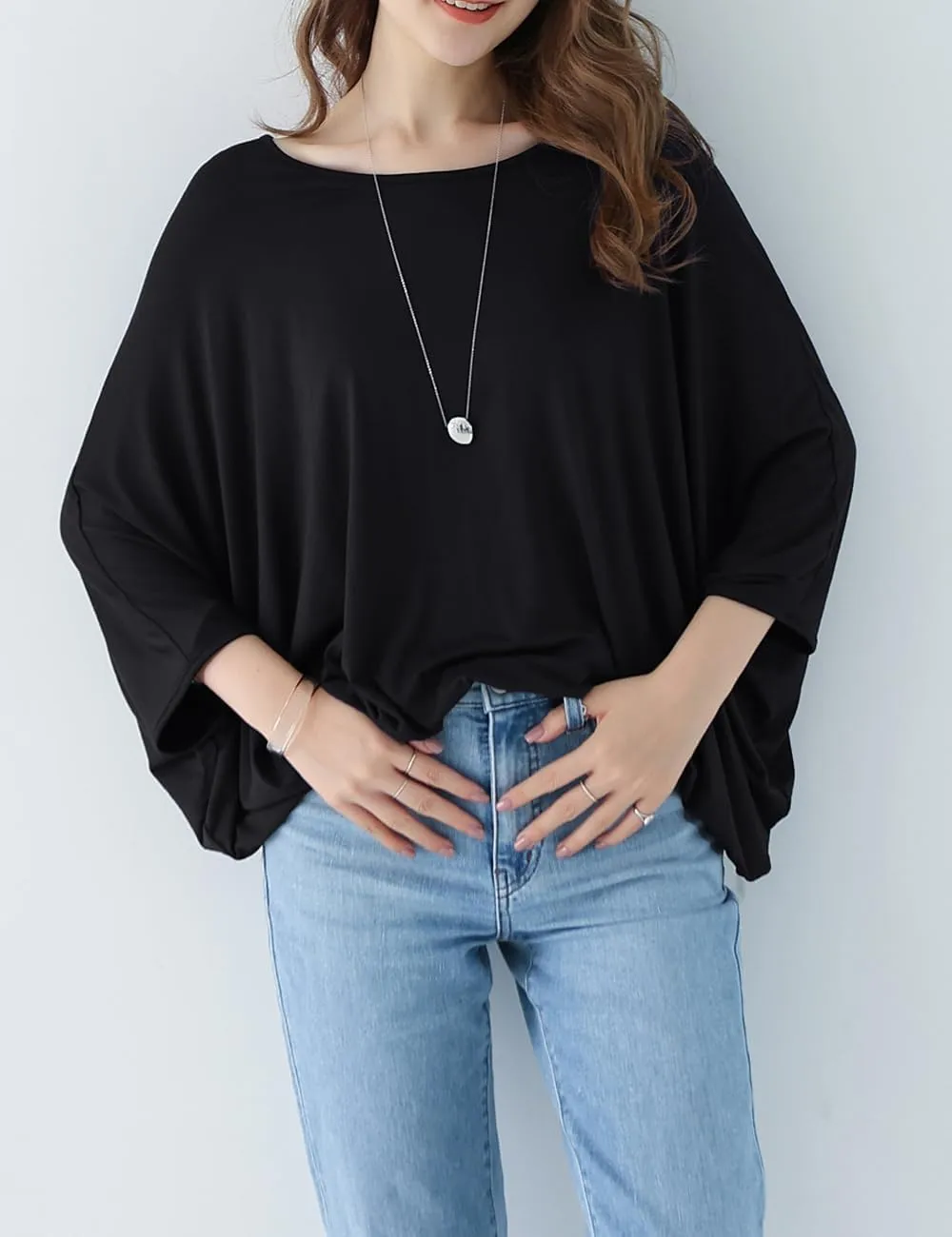 Ckikiou Cute Summer Batwing T-Shirts for Women Oversized Crewneck Short Sleeve Soft Flowy Tee Shirt Top