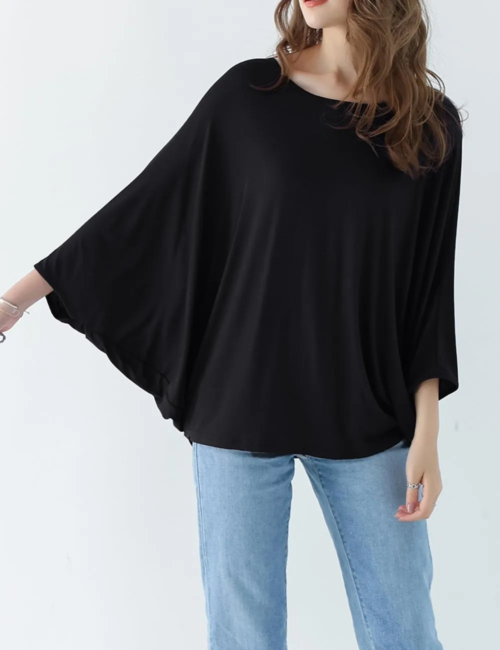 Ckikiou Cute Summer Batwing T-Shirts for Women Oversized Crewneck Short Sleeve Soft Flowy Tee Shirt Top