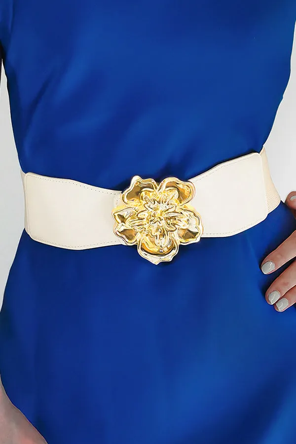Classic Metal Flowers Elastic Belt
