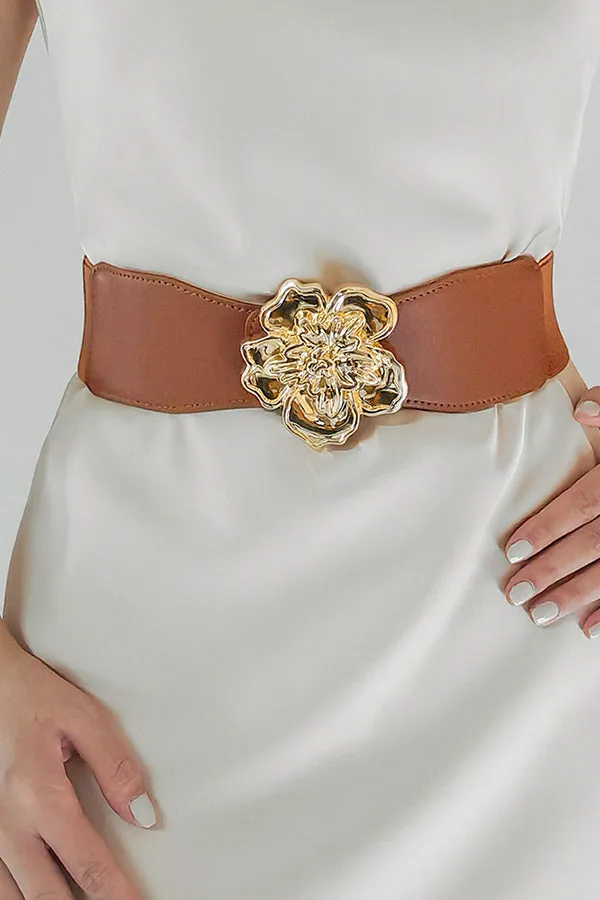 Classic Metal Flowers Elastic Belt