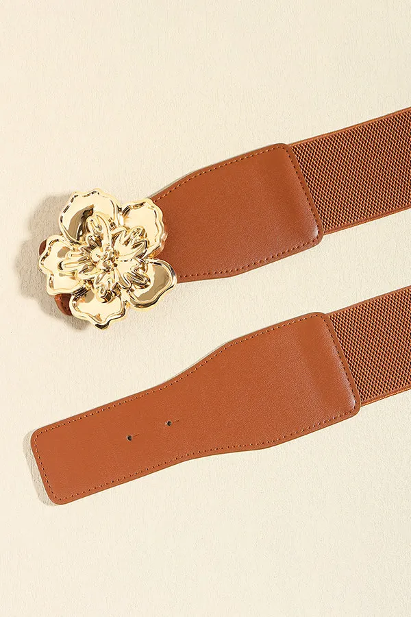 Classic Metal Flowers Elastic Belt