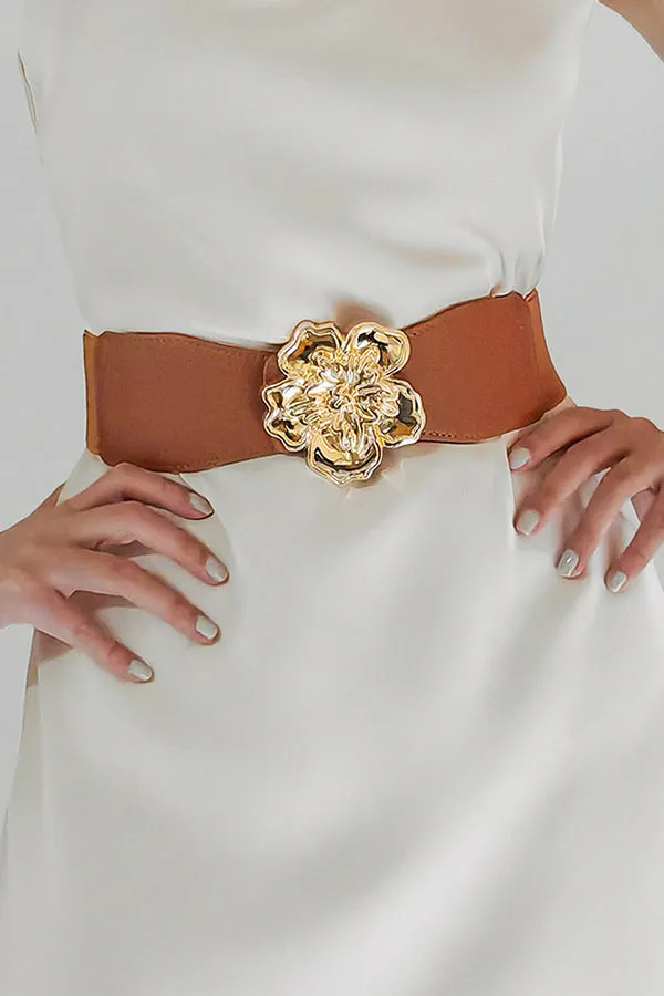 Classic Metal Flowers Elastic Belt