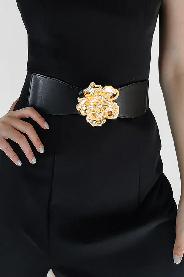 Classic Metal Flowers Elastic Belt
