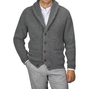 Cliff Grey Lambswool Shawl Collar Cardigan