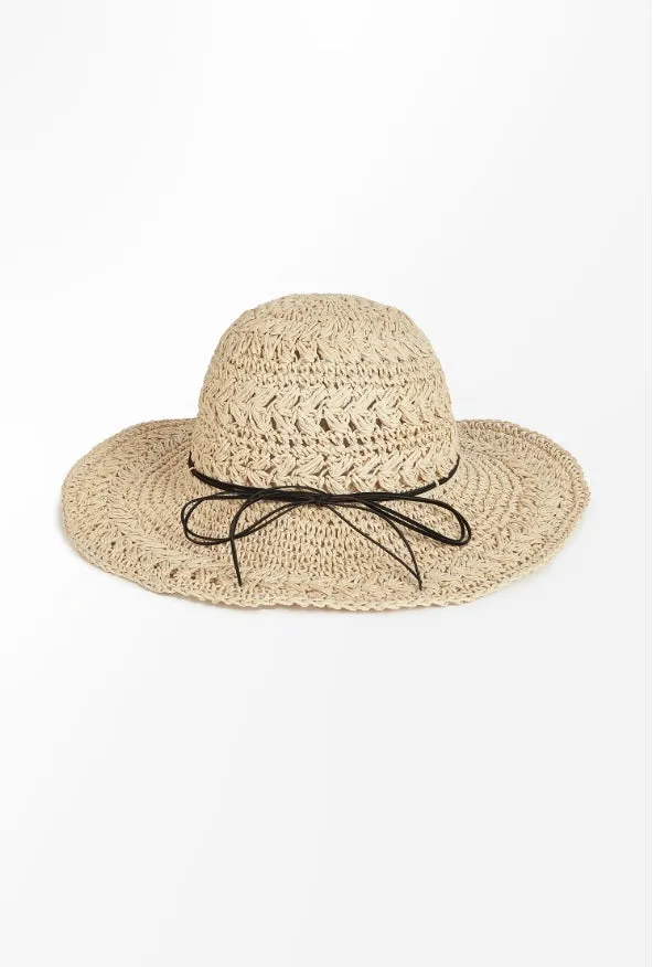 Decorative Band Beige Straw Hat