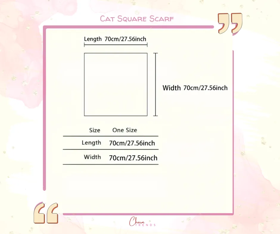 Elegant Cartoon Cat Square Scarf