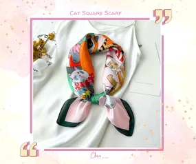 Elegant Cartoon Cat Square Scarf