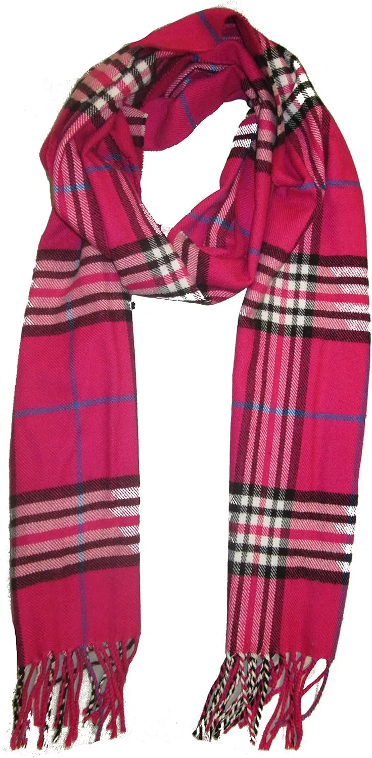Elegant Classic Accessory Cashmere Soft Feel Wrap Scarf in Rich Plaids 12x72 Fringe Unisex