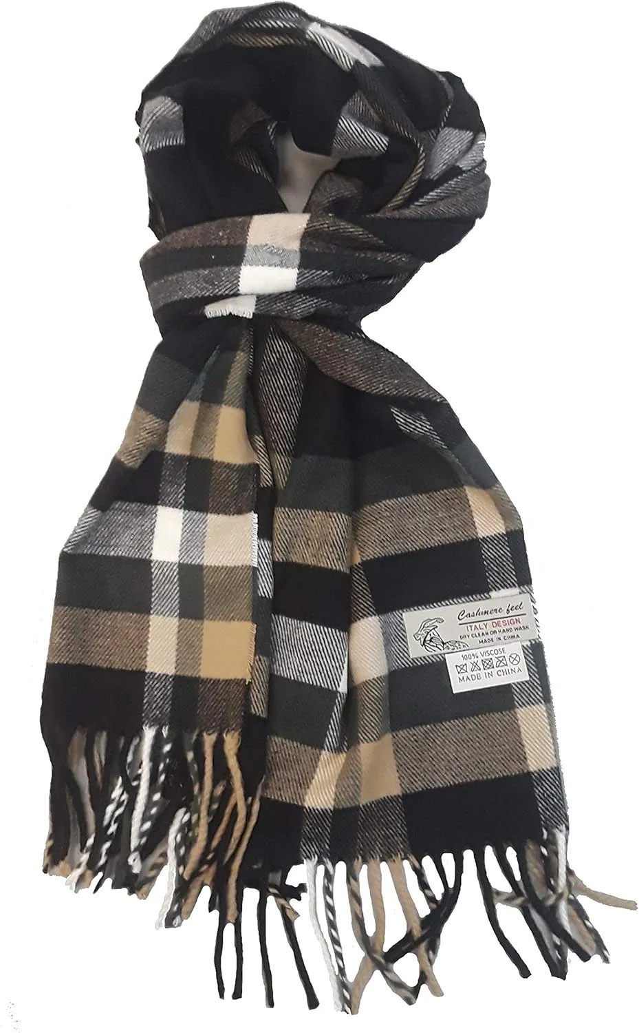 Elegant Classic Accessory Cashmere Soft Feel Wrap Scarf in Rich Plaids 12x72 Fringe Unisex