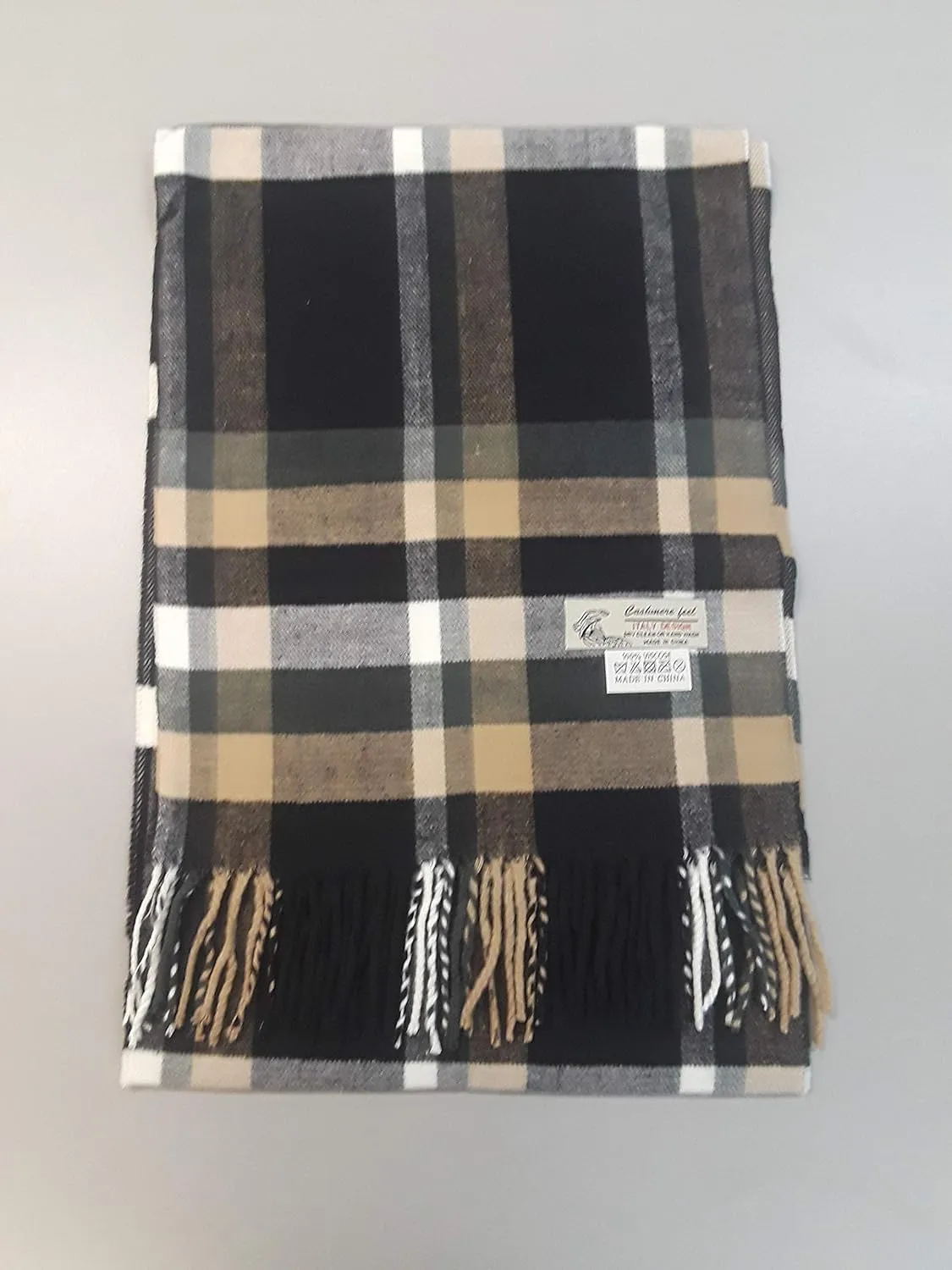 Elegant Classic Accessory Cashmere Soft Feel Wrap Scarf in Rich Plaids 12x72 Fringe Unisex