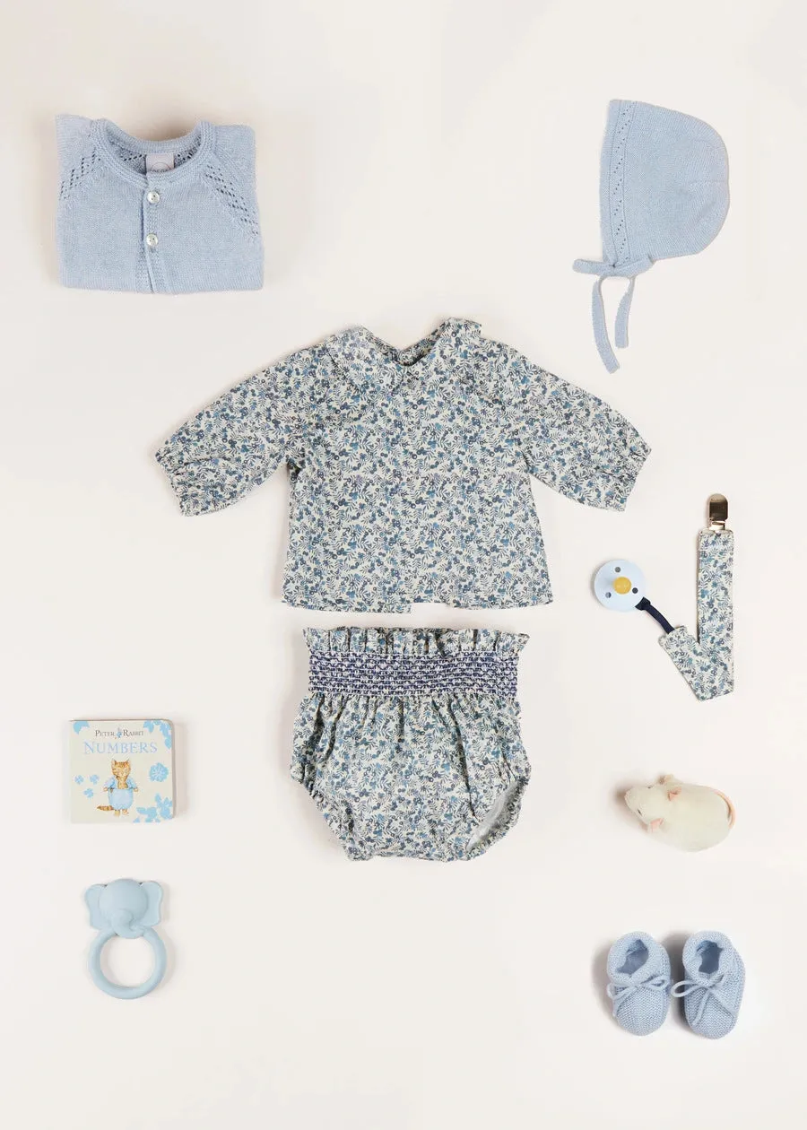 Evelyn Floral Long Sleeve Blouse in Blue (1-6mths)