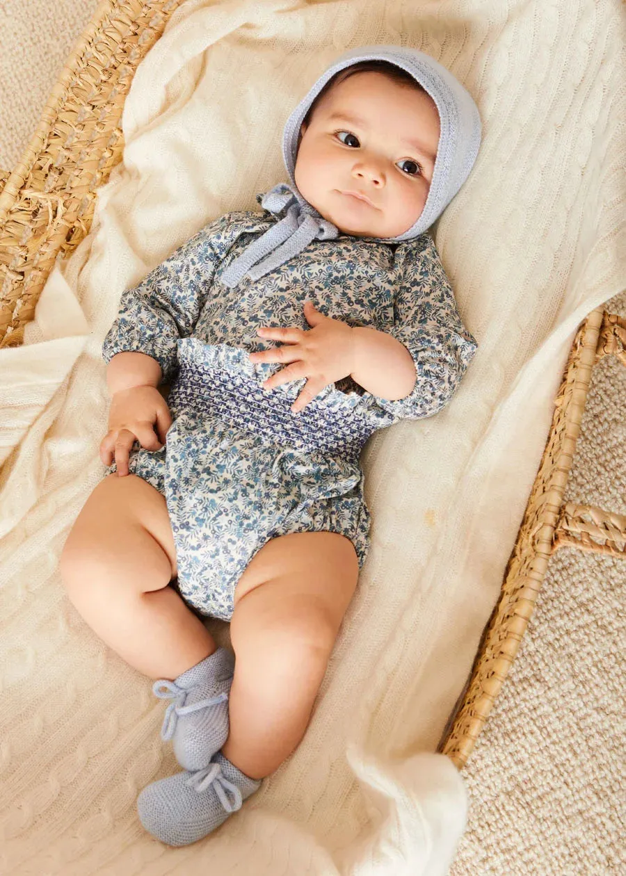 Evelyn Floral Long Sleeve Blouse in Blue (1-6mths)