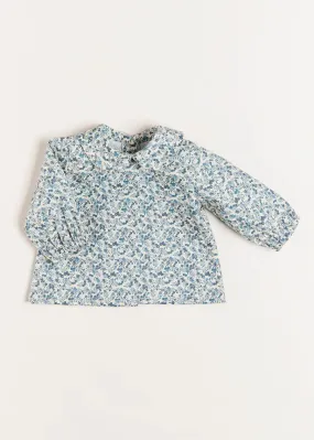 Evelyn Floral Long Sleeve Blouse in Blue (1-6mths)