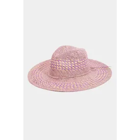 Fame Checkered Straw Weave Sun Hat for Luxury Fashion Enthusiasts