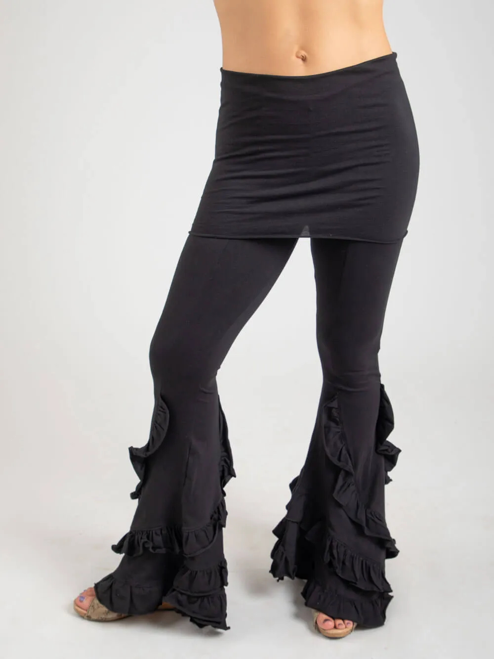 Flare Ruffle Pant Black