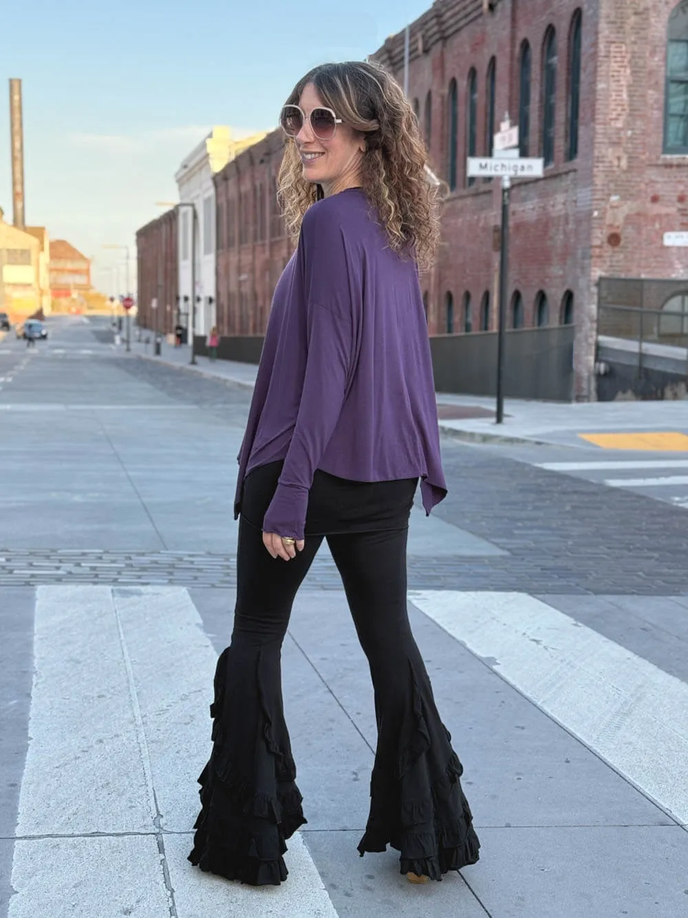 Flare Ruffle Pant Black