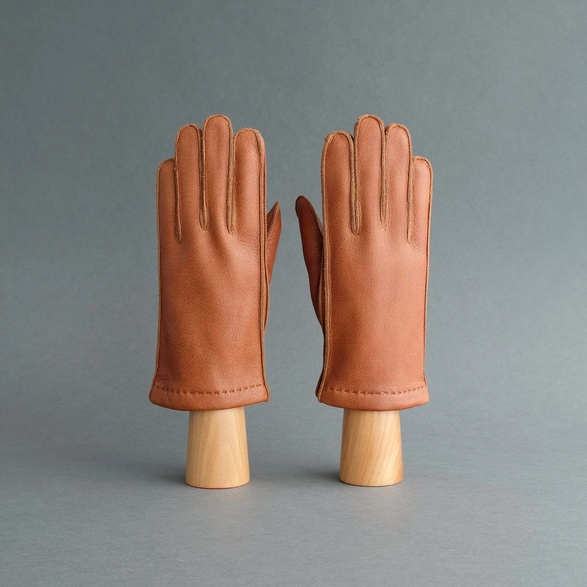 Gentlemen's Sporty Gloves from Cognac (4) Deerskin Lined with Cashmere