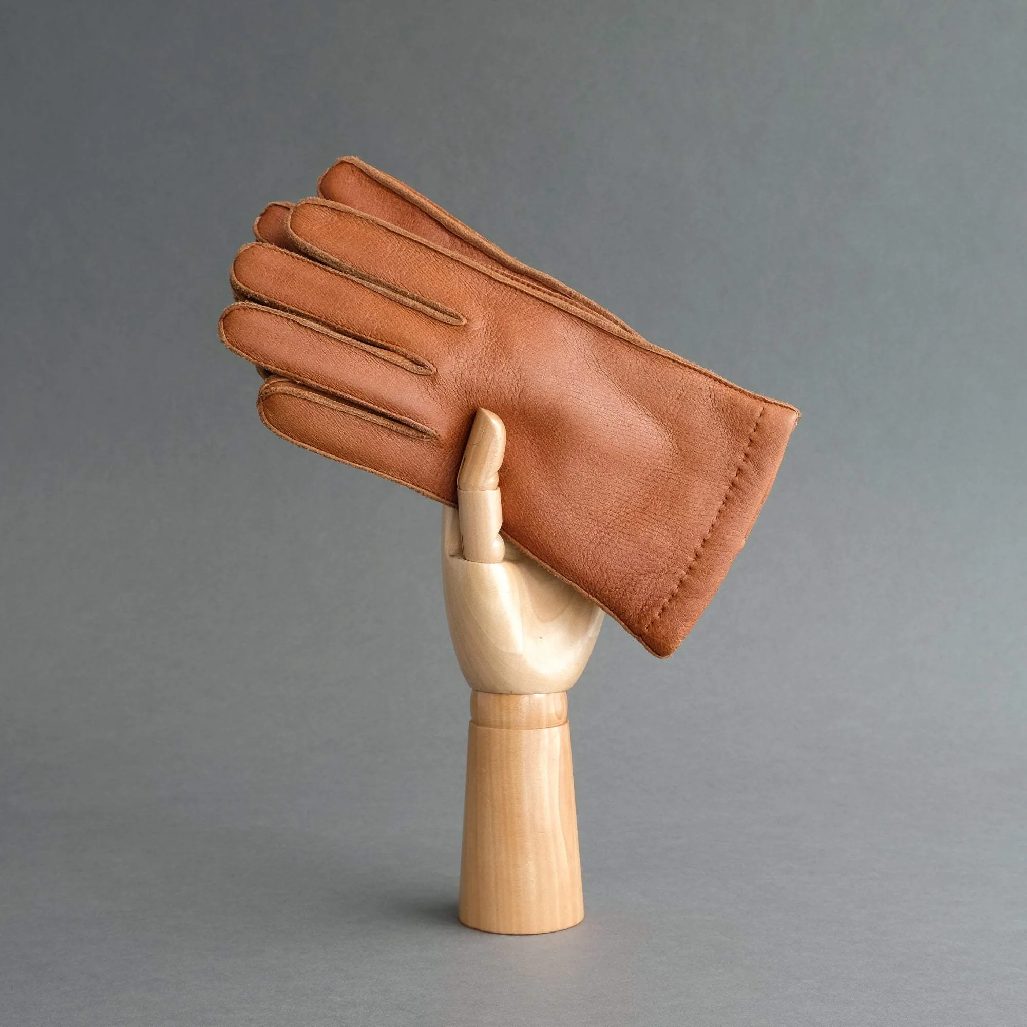Gentlemen's Sporty Gloves from Cognac (4) Deerskin Lined with Cashmere