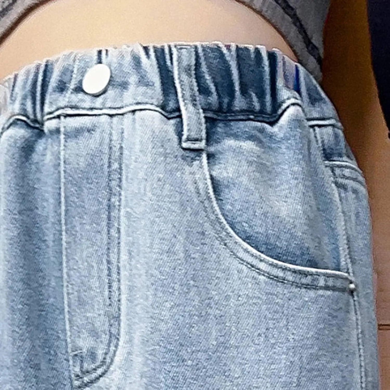 Girls Casual Wide Leg Jeans,Kids Ripped Distressed Washed Baggy Denim Pants Girl Casual Jeans with Pockets