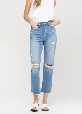 High Rise Let You Down Distressed Straight Jeans