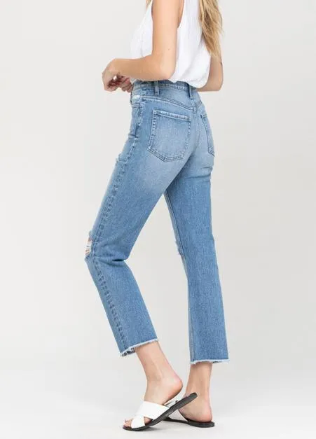 High Rise Let You Down Distressed Straight Jeans