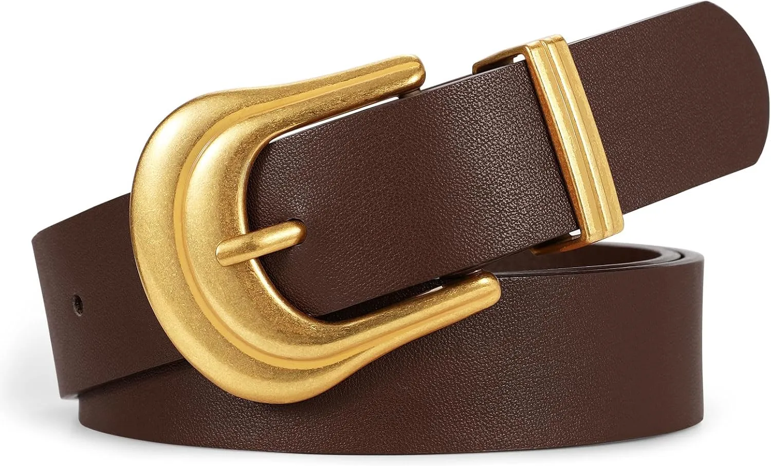 JASGOOD Women's Western Belt Vintage Black Leather Waist Belt for Pants Jeans with Gold Buckle