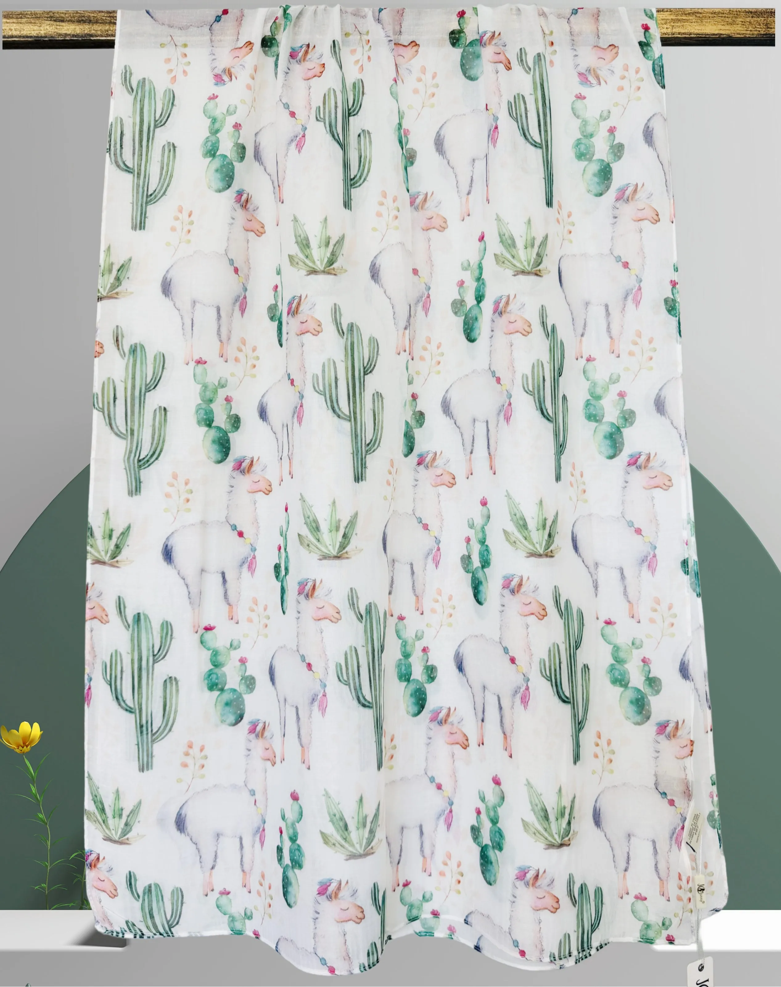 JC022906 Green Desert Breeze Scarf – Cactus & Camel Print
