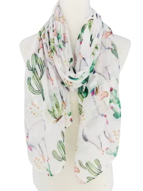 JC022906 Green Desert Breeze Scarf – Cactus & Camel Print