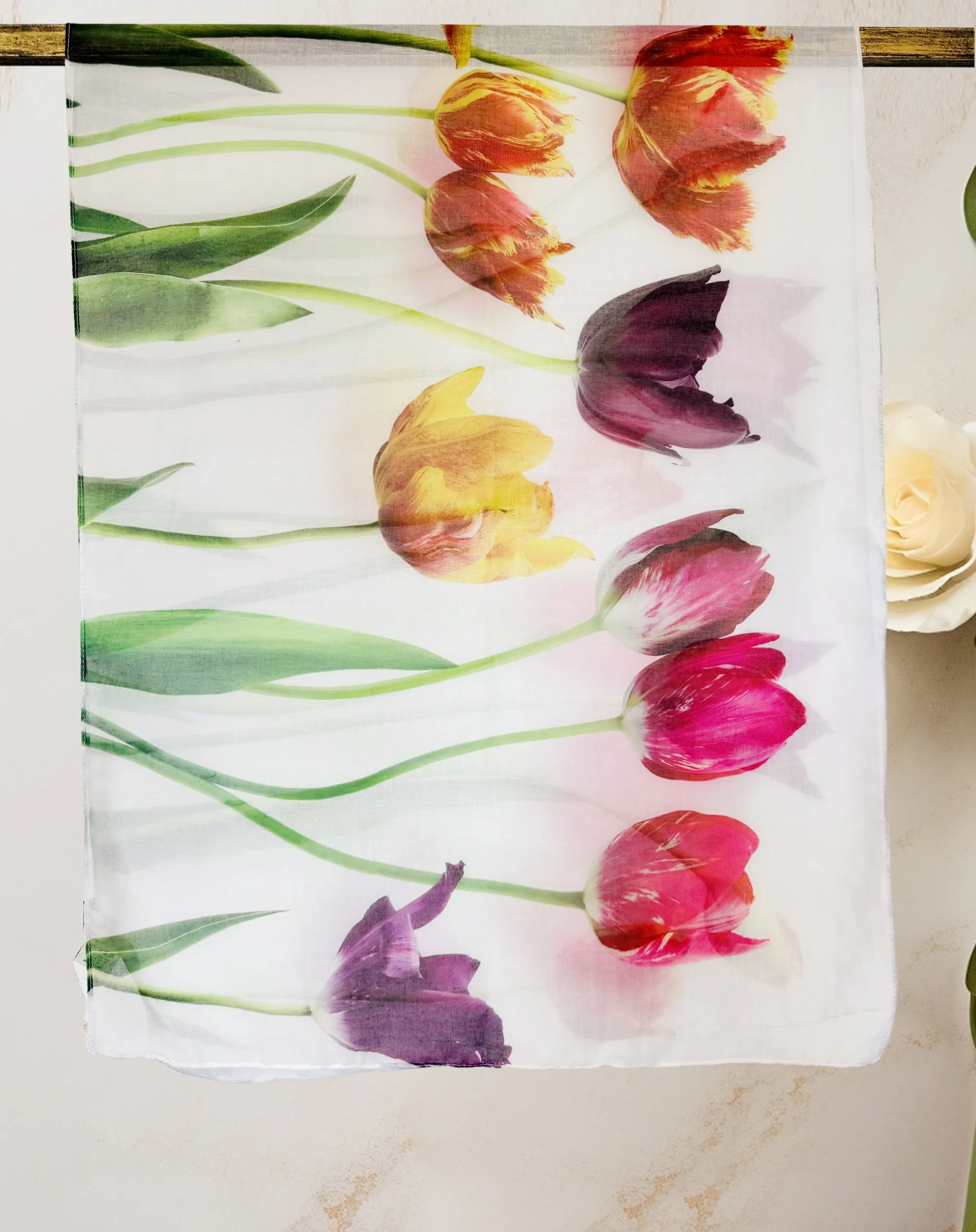 JC022908 White-Multi Tulip Scarf