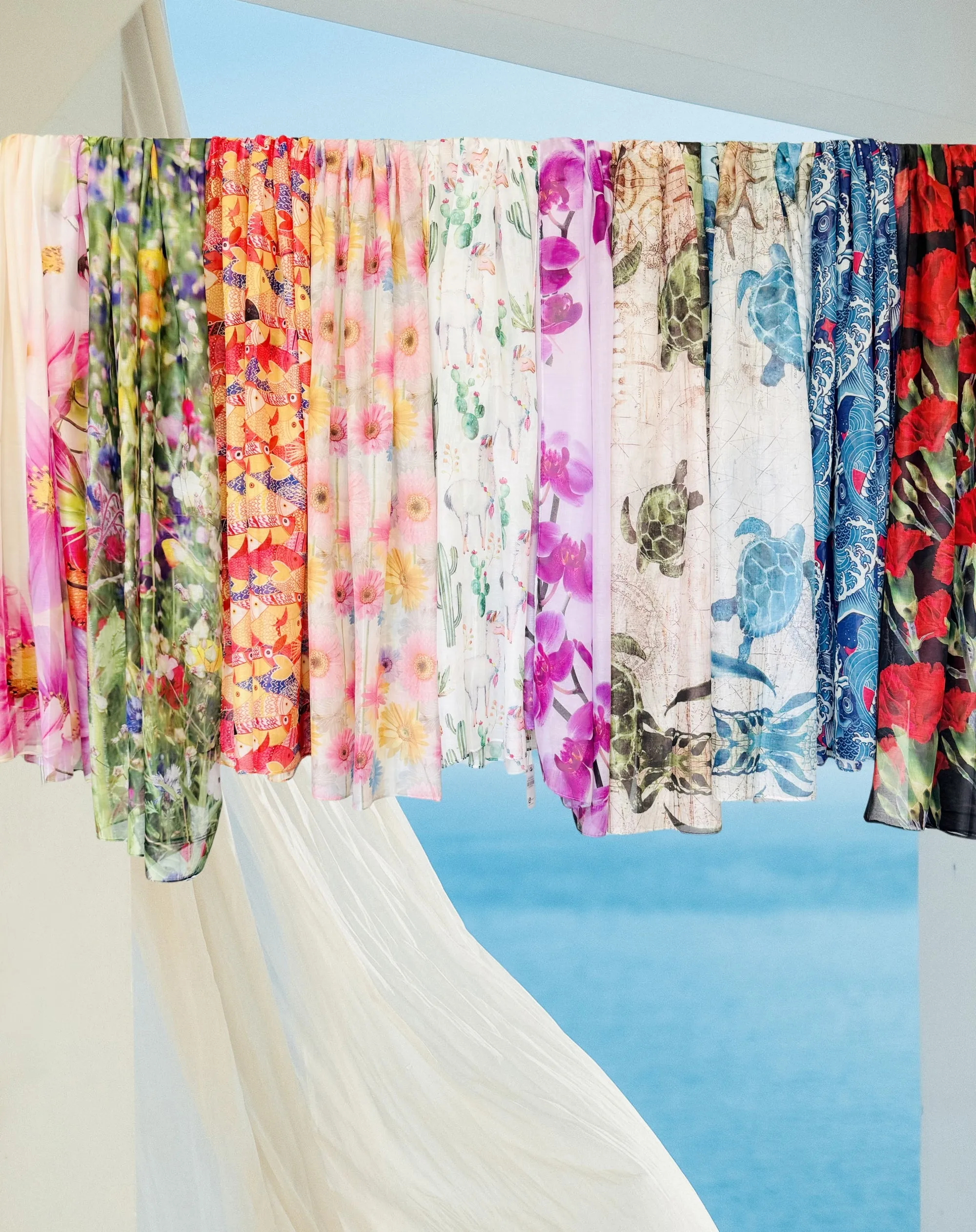 JC022908 White-Multi Tulip Scarf