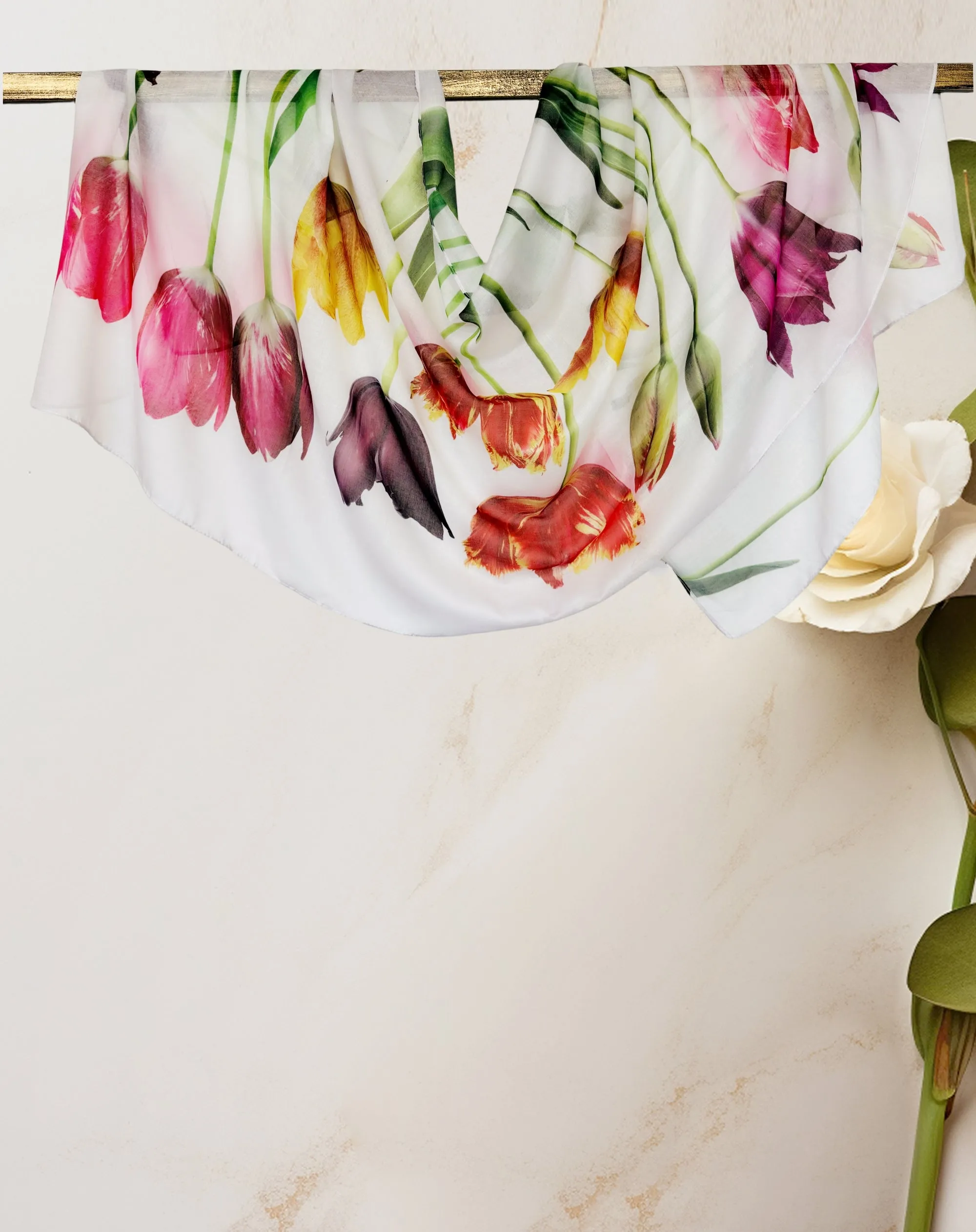 JC022908 White-Multi Tulip Scarf